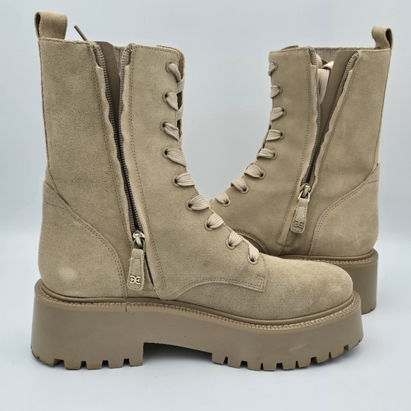 Sam Edelman Evina Platform Lace/Zip-Up Combat Boots, Sesame (tan), Women's 7M - Picture 7 of 16